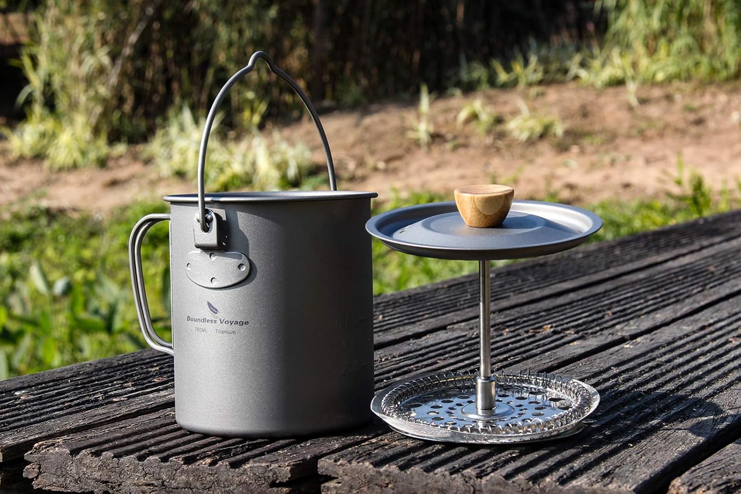 Boundless Voyage Taza de café de titanio con tapa, 25.4 fl oz  30.4 fl oz, olla de prensa francesa, 2530 fl oz, taza de campamento con filtro, olla
