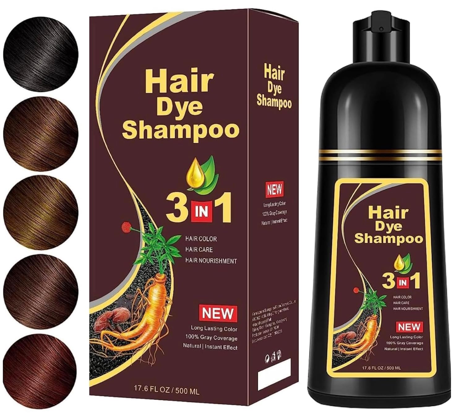Champú de color permanente para el cabello de 16.9 fl oz, orgánico natural y rápido, tinte vegetal, esencia vegetal, champú para mujeres y hombres,