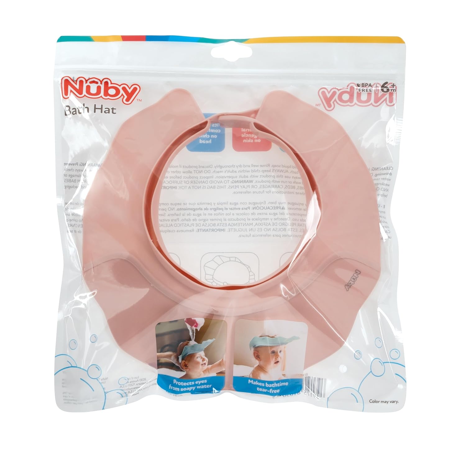 Nuby Gorro de baño – Sin BPA Baby Essentials – Accesorios de baño para bebés – Rosa