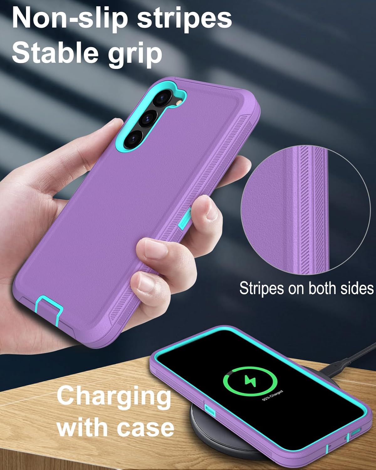 Aliruke Funda para Samsung Galaxy S23, con protector de pantalla, protección de puerto, cubierta de goma de silicona antideslizante de cuerpo