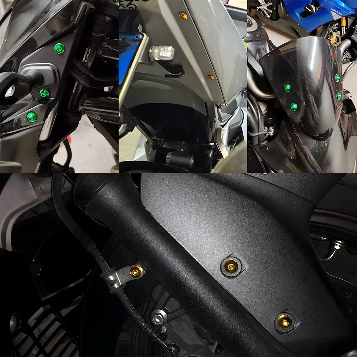 BELOMI Kit de pernos de carenado de motocicleta, 177 tornillos para parabrisas de motocicleta M5 M6, tornillos de aluminio para carenado, kit de