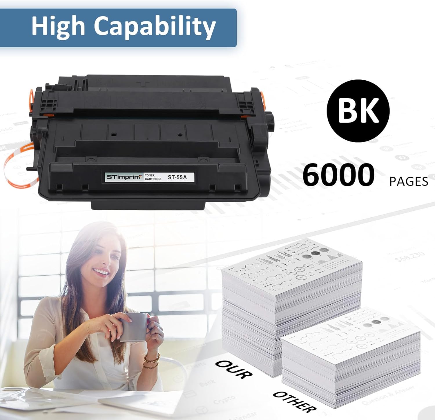 Cartucho de tóner 55A CE255A funciona con impresora de tóner P3015 P3015dn P3015x Pro 500 MFP M521dn M521dw M521 M525 (negro, 1 paquete)