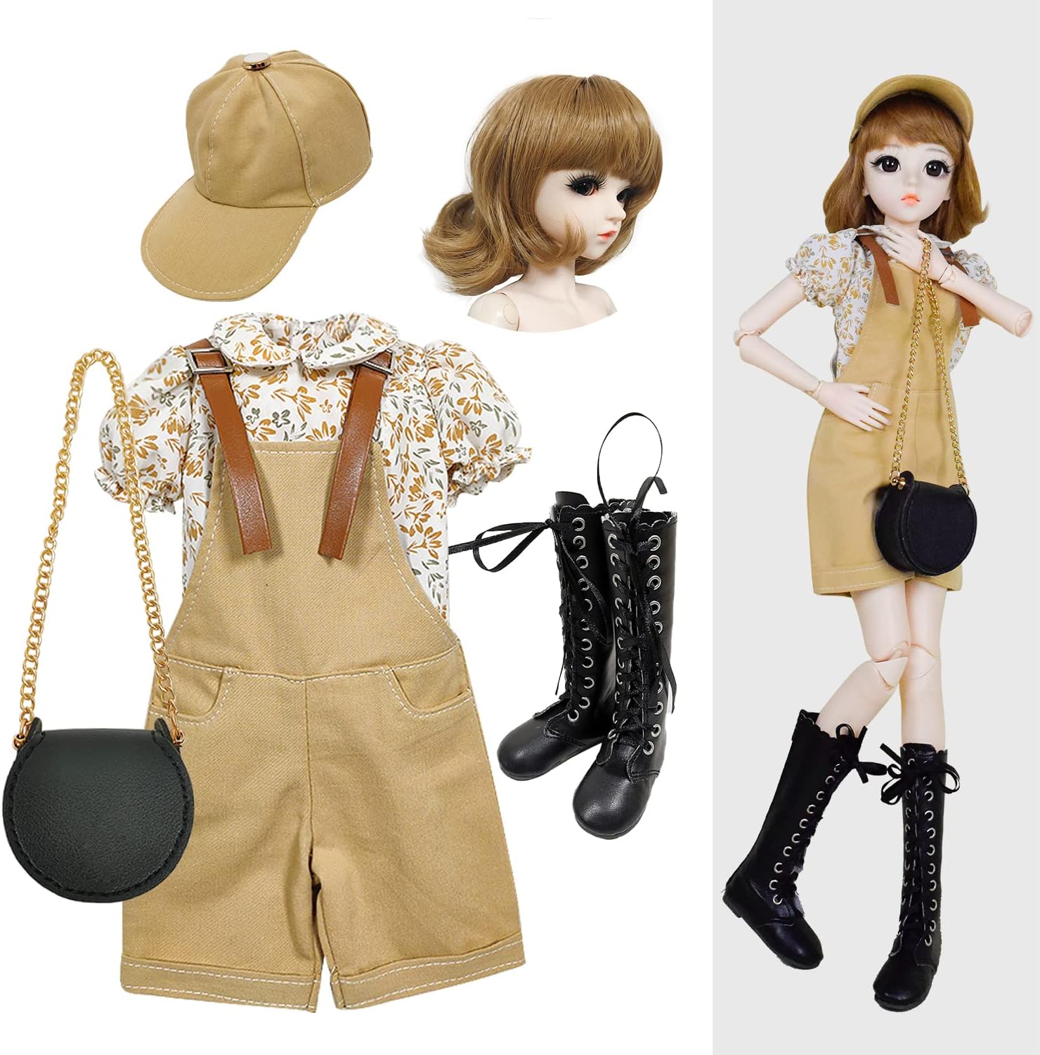 Proudoll 13 BJD Doll 23.6 in 24in SD Ball Jointed Dolls Ropa Nueva Primavera-Verano Traje Pantalones y Accesorios Conjuntos (02)