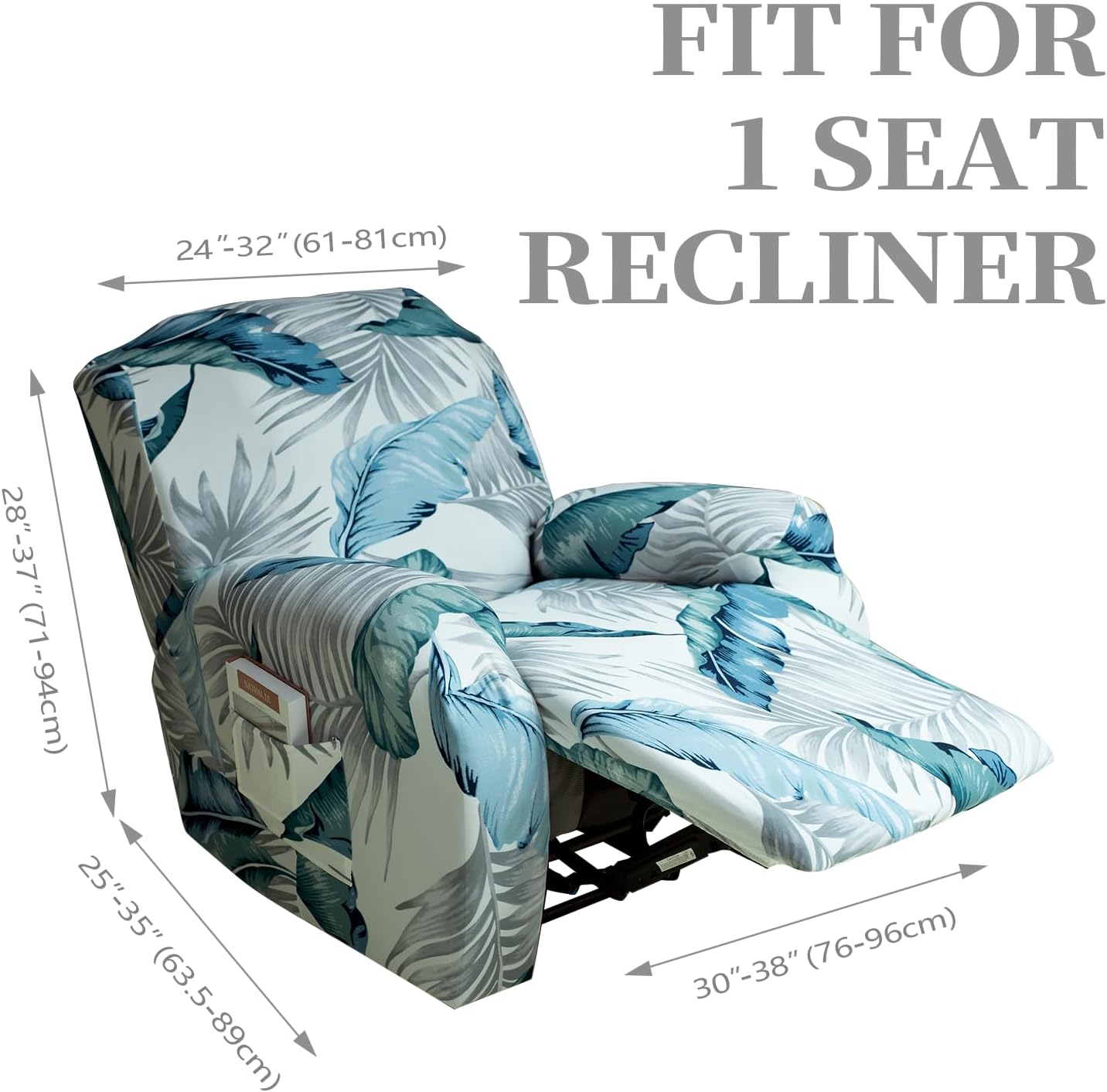 FIGOOO Funda para sofá reclinable de 1 asiento, fundas elásticas para sillas reclinables, antideslizantes, con patrón de elastano, funda reclinable