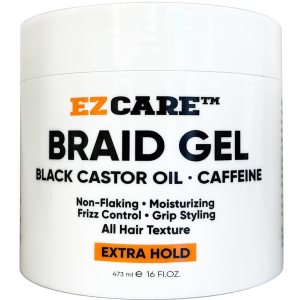 EZCARE Gel trenzado aceite de ricino negrocafeínano descamadohidratantecontrol de encrespamientoestilo de agarretextura de cabellosujeción extra (16 EZCARE Gel trenzado aceite de ricino negrocafeínano descamadohidratantecontrol de encrespamientoestilo de agarretextura de cabellosujeción extra (16