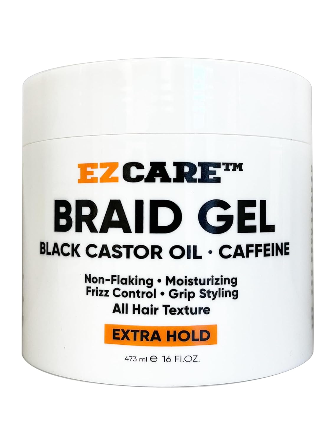 EZCARE Gel trenzado aceite de ricino negrocafeínano descamadohidratantecontrol de encrespamientoestilo de agarretextura de cabellosujeción extra (16