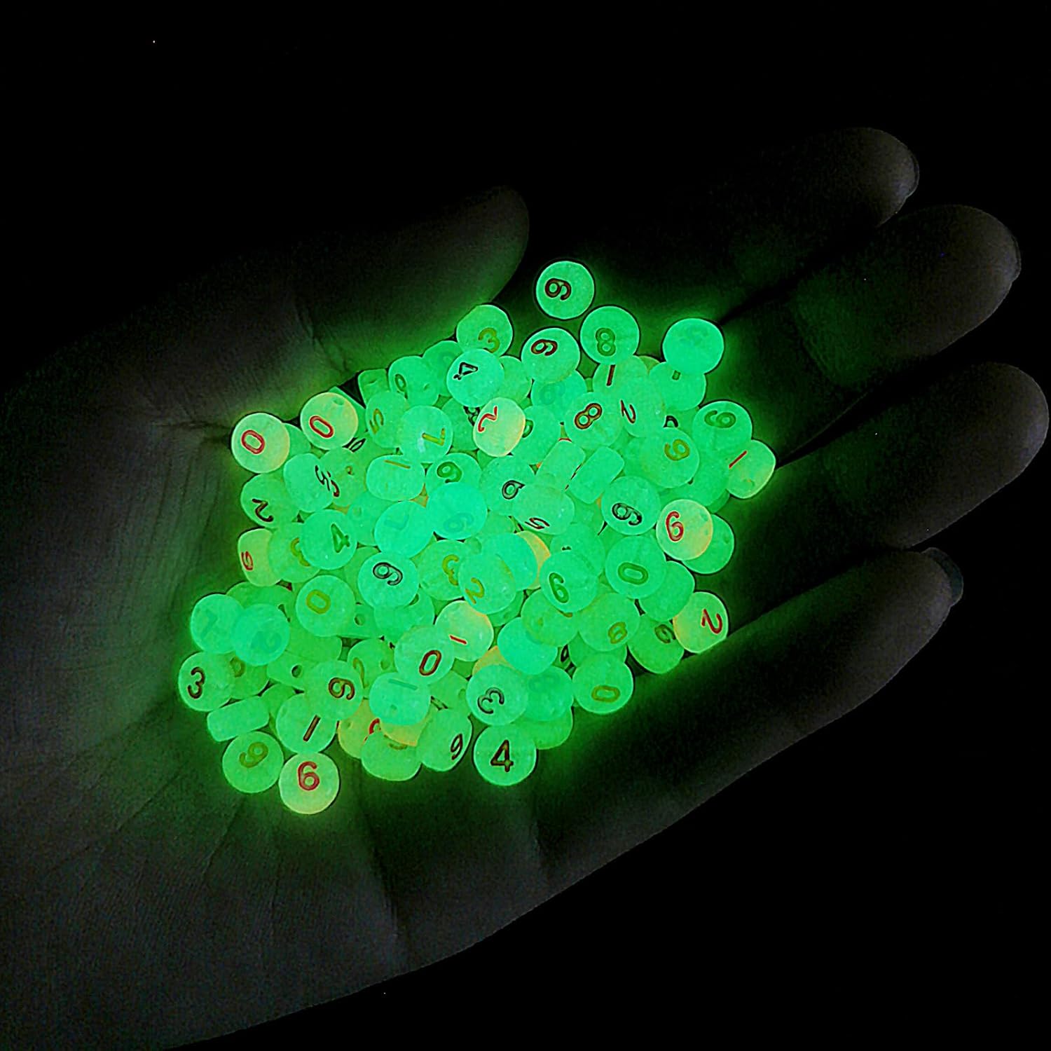 500 cuentas acrílicas brillantes, cuentas de números luminosas y coloridas para hacer joyas, collares de bricolaje, llaveros, pulseras (número