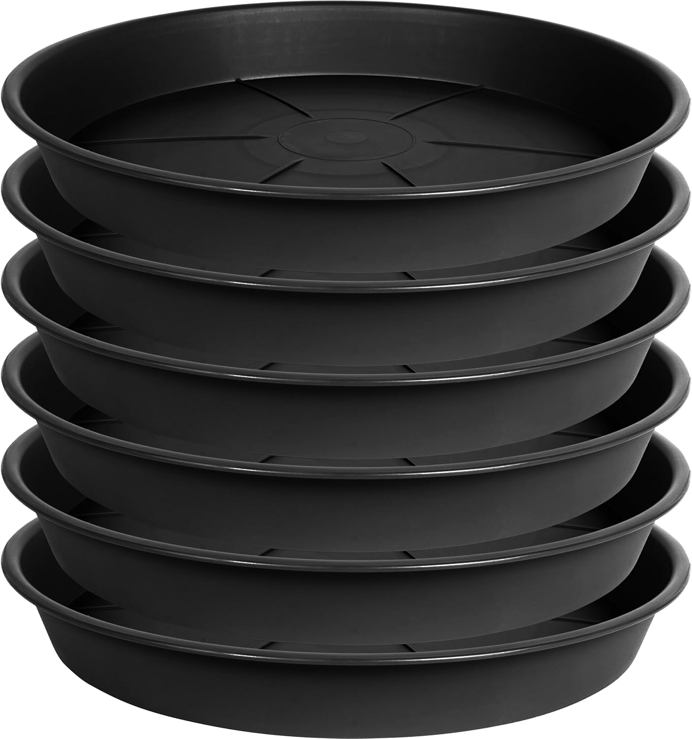 OVZILKI Paquete de 6 bandejas de platillos para plantas de 9 a 10 pulgadas, bandejas de goteo de plástico resistente para interiores y exteriores,