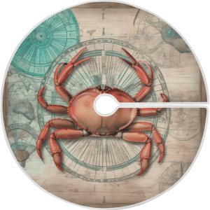 Faldas vintage de árboles de cangrejo rojo, decoración navideña, falda moderna para árbol de Navidad, decoraciones de árboles de Chrismast Faldas vintage de árboles de cangrejo rojo, decoración navideña, falda moderna para árbol de Navidad, decoraciones de árboles de Chrismast