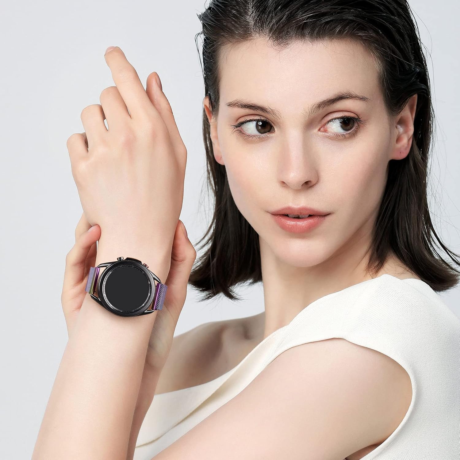 Wanme Correa de metal para Amazfit GTR 4  GTR 3 Pro  GTR 3  GTR 2e  GTR 2  GTR 1.850 in reloj inteligente de 1.772 pulgadas de liberación rápida de
