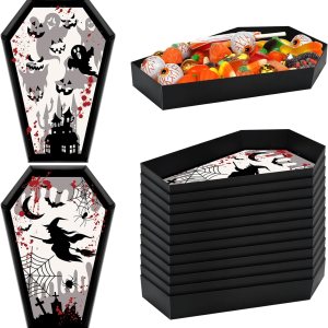 Bandeja de ataúd de papel de Halloween de 12.2 x 8.46 pulgadas, 16 piezas, estilo horrible Bandeja de ataúd de papel de Halloween de 12.2 x 8.46 pulgadas, 16 piezas, estilo horrible