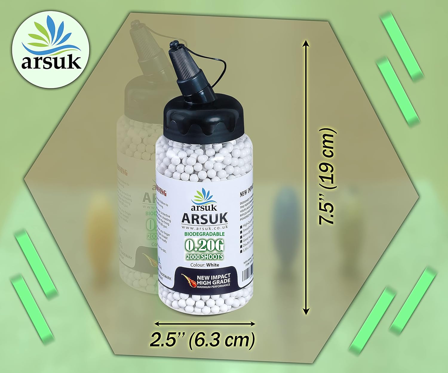 ARSUK Airsoft BB Pellets de 0.236in BBS 0.01oz – Munición de paintball de alta calidad para cargador Airsoft, contenido 1000, 2000, 5000, 10000 balas