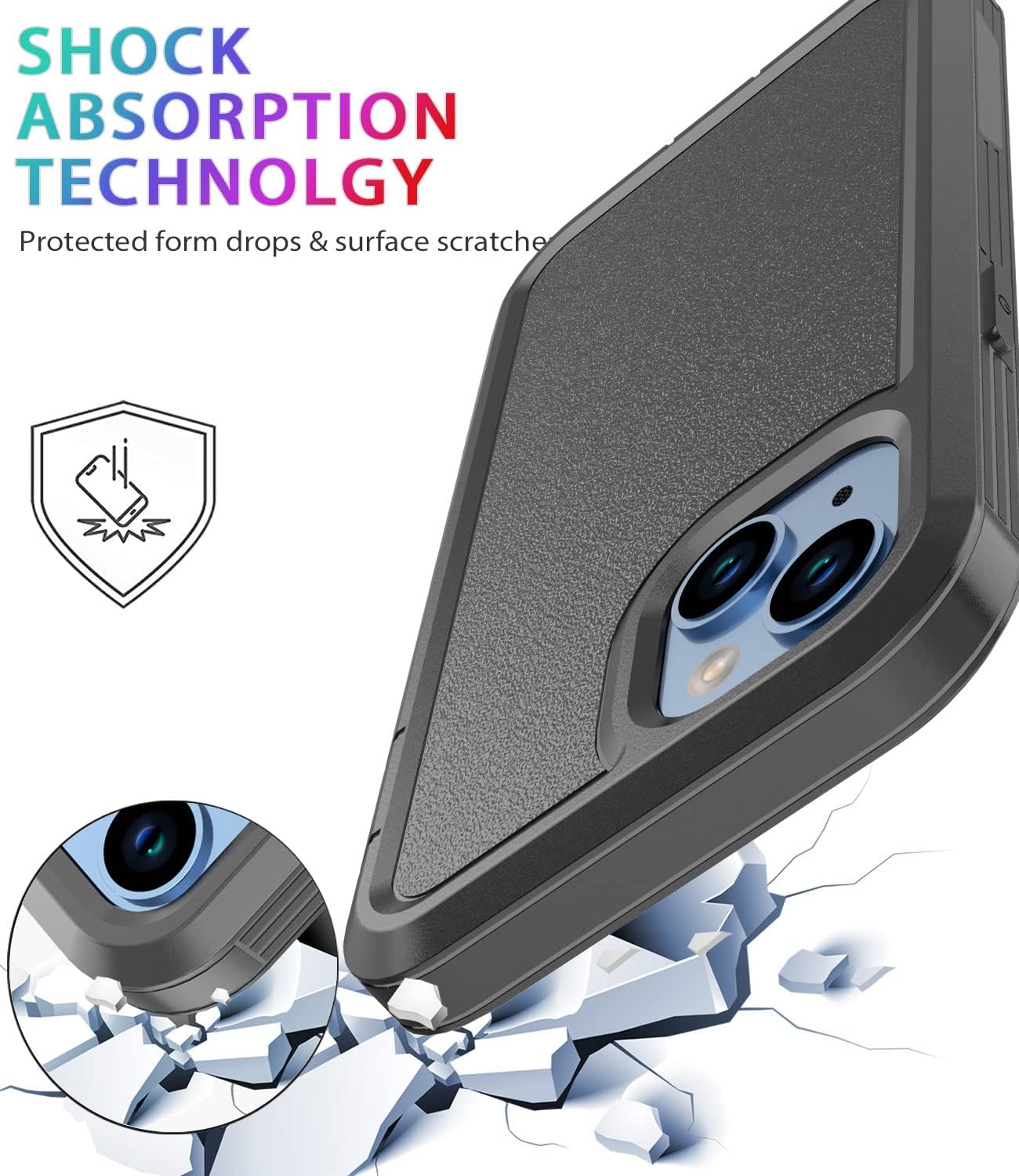 Diseño para iPhone 14 Caso, a prueba de golpes Funda de teléfono para iPhone 14 6.1 pulgadas (negro)