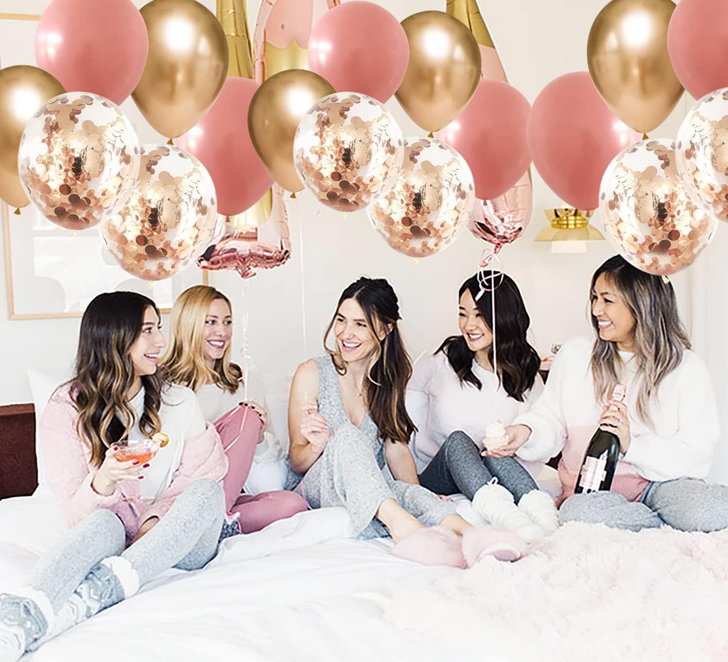 Globos de cumpleaños para mujer, globos de oro rosa cerezaoro rosa 2023 rosa cereza de 15 piezas para decoraciones de fiesta de cumpleaños para