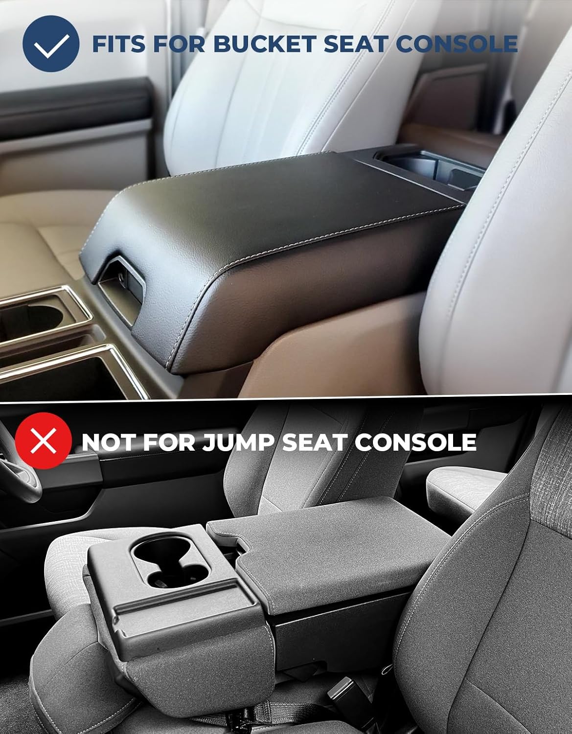 ISSYAUTO Funda de consola central compatible con F150 2015-2020, F250 F350 F450 2017-2022, Expedition 2018-2024, funda de cuero para reposabrazos