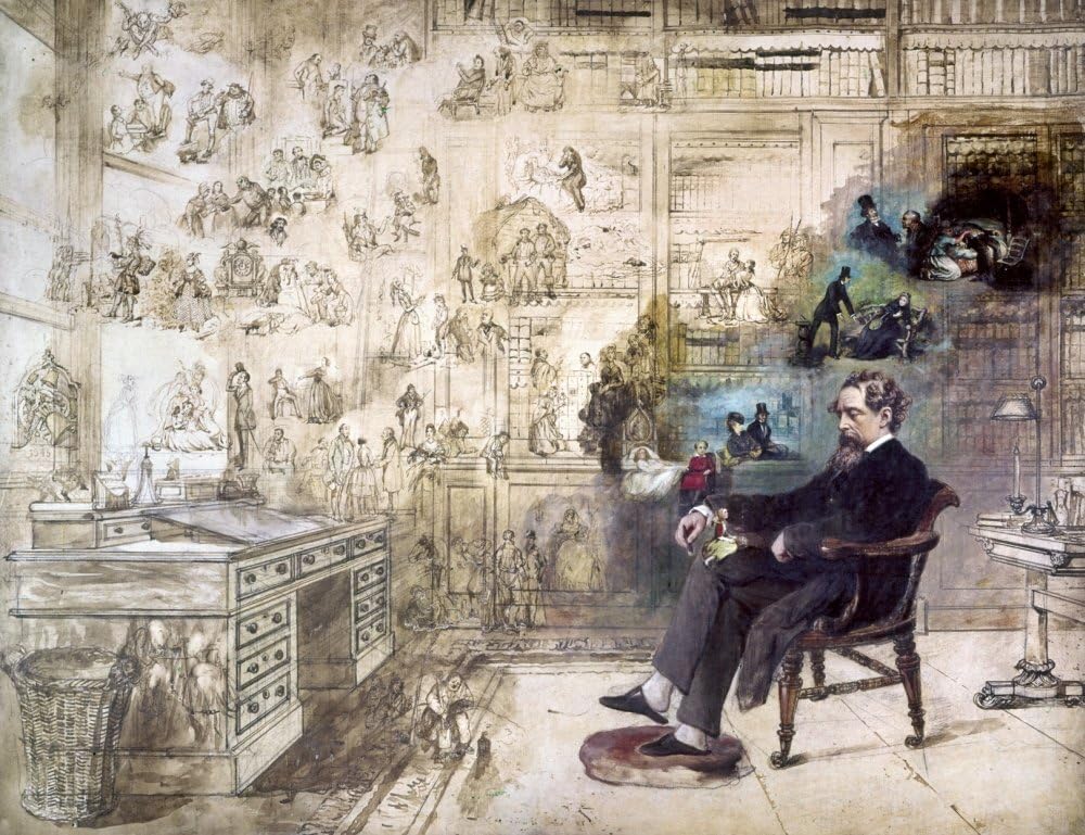 Charles Dickens (1812-1870) Novelista Nenglish Dickens Sueño Pintura al óleo inacabada de Robert William Buss 1870S Póster Imprimir por (18 x 24)