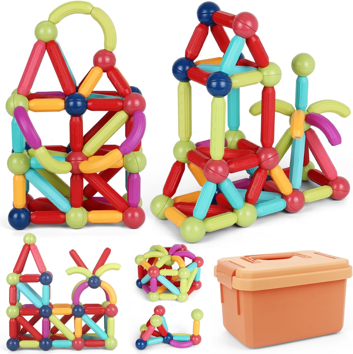 103 piezas de bloques de construcción magnéticos, palos de construcción magnéticos educativos, juguetes para niños, juego de juguetes magnéticos,