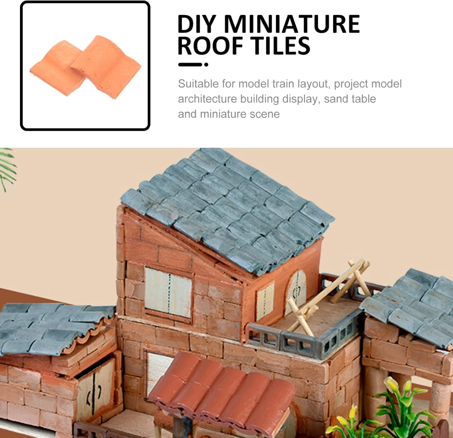 Vaguelly Brick – Juego de 50 piezas de mini ladrillos de techo, 116 de ladrillos rojos pequeños, modelo miniatura, ladrillos de cemento, juego de