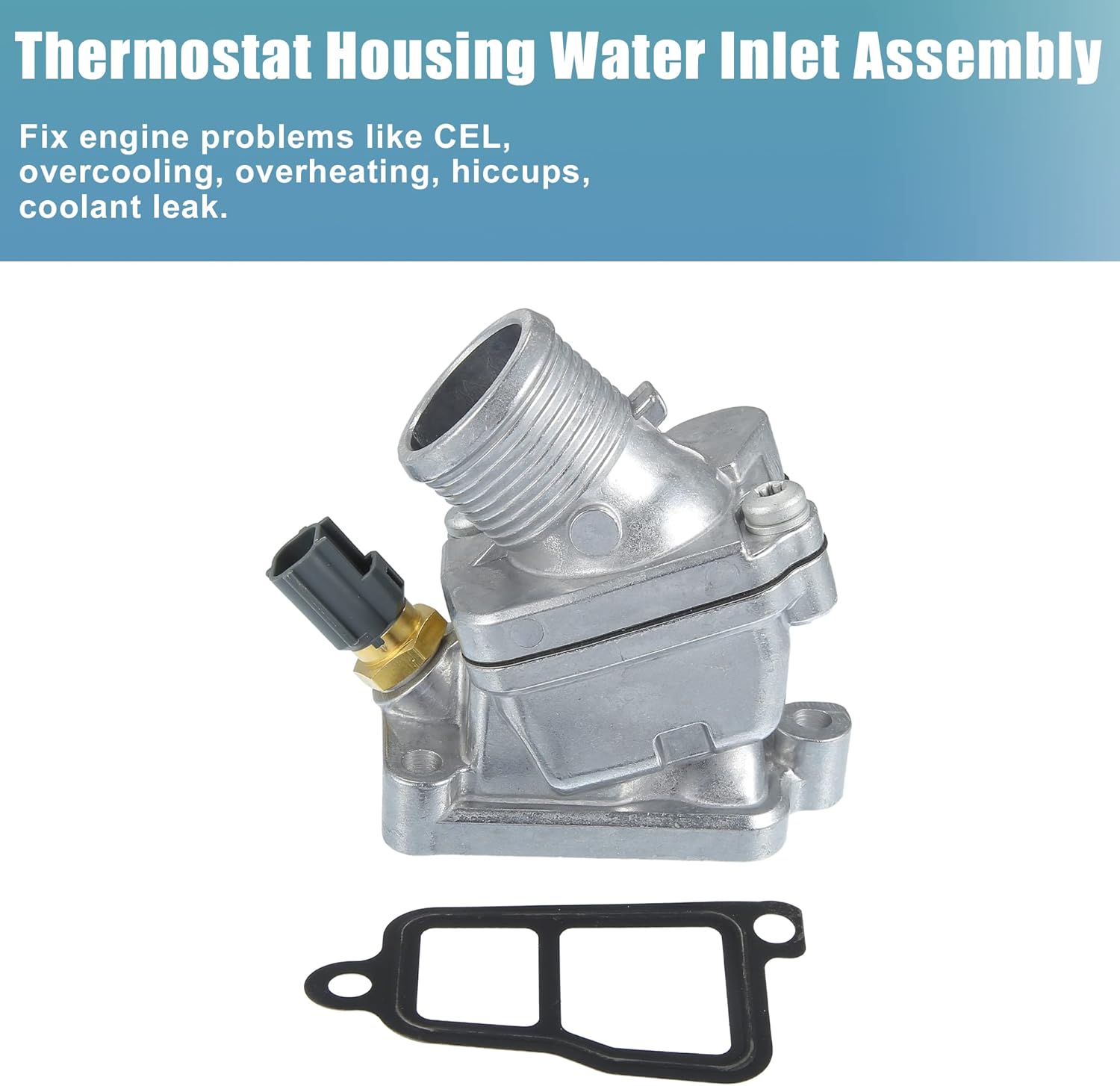 X AUTOHAUX Conjunto de carcasa del termostato del refrigerante del motor para Volvo S60 2003-2005 34794 15349 Metal plástico tono plateado