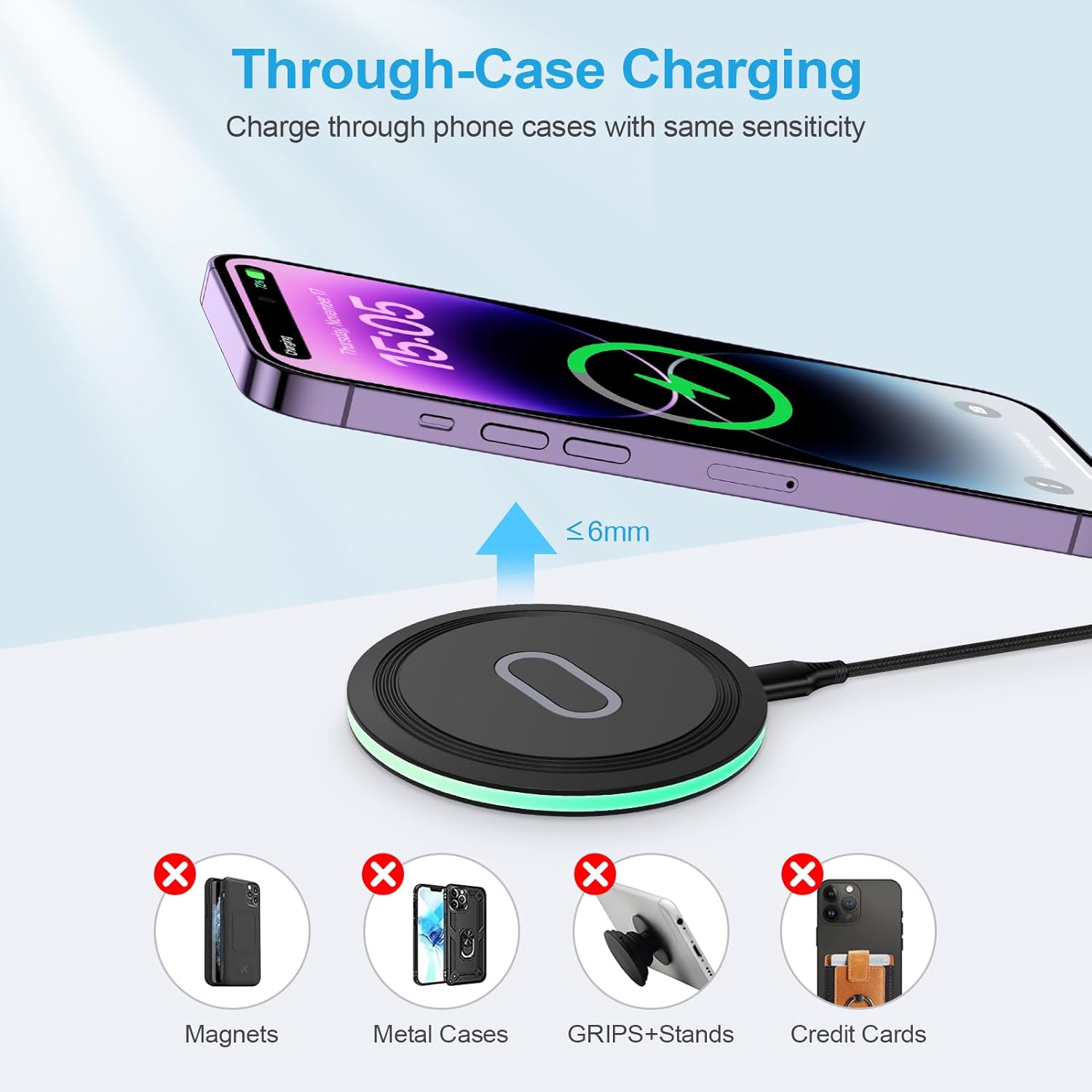 Cargador inalámbrico Samsung con almohadilla de carga rápida para Samsung Galaxy S24 S23 FE Ultra S22 S21 S20 Z Fold5,15W estación de carga
