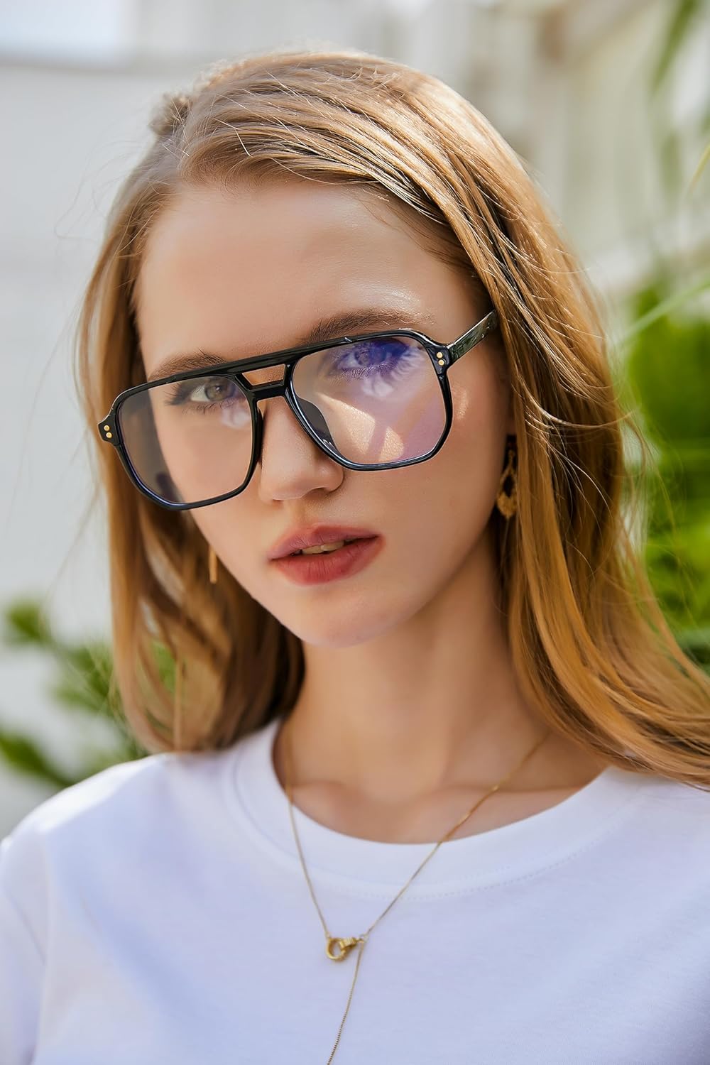FEISEDY Retro Aviador Lectura Gafas Mujeres Hombres Azul Bloqueo Luz Lector Plástico Ligero Marco B0071