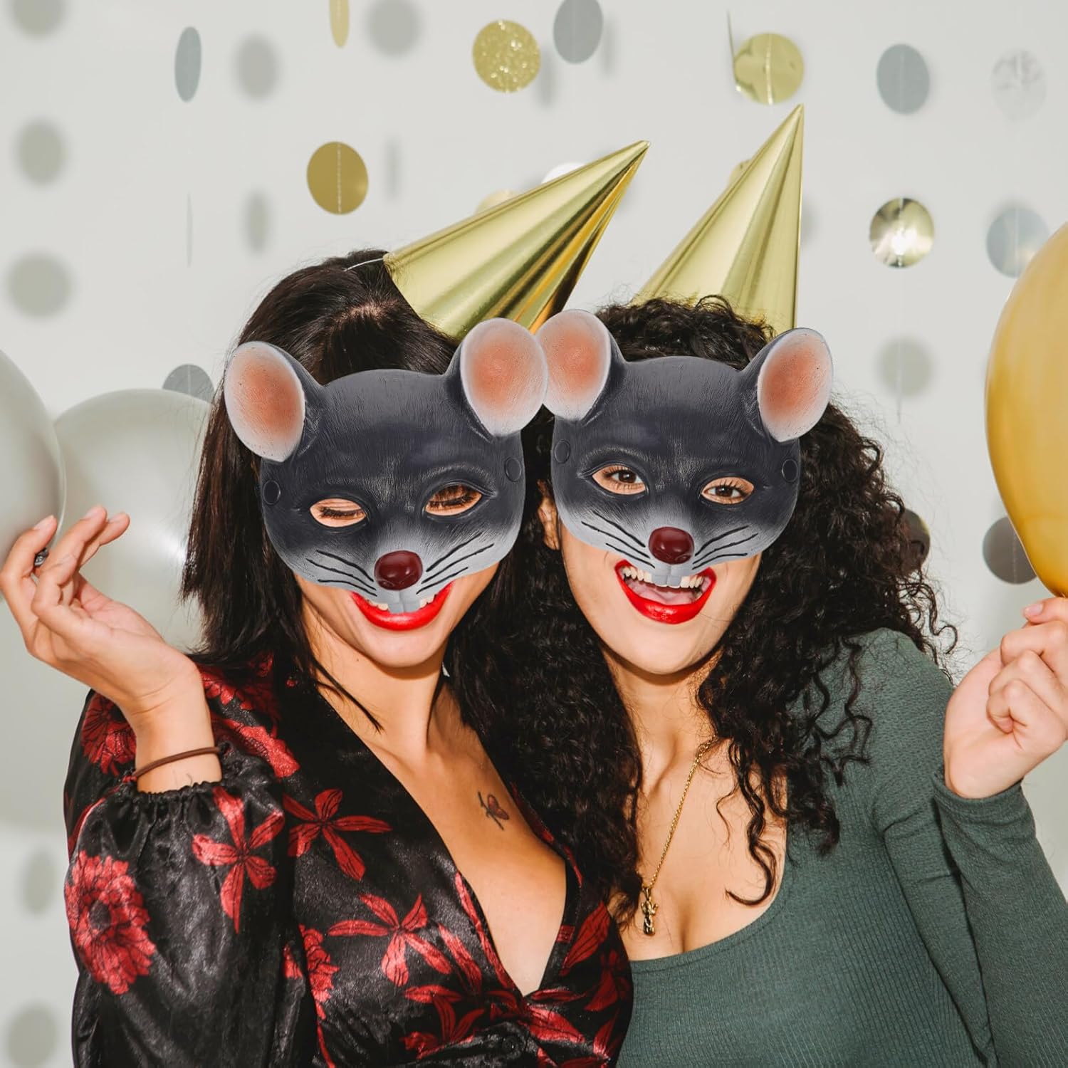 Máscara de rata gris de carnaval, máscara de cabeza de rata cicatriz, máscara de media cara, máscara de ratón de animal, máscara de ratón 3D,
