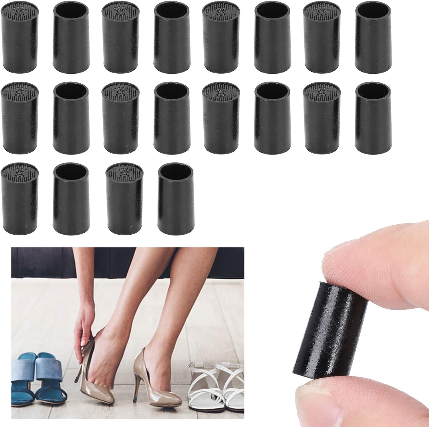 Puntas rápidas para el talón, color negro con una capa extra de poliuretano para reparar el talón, 10 pares de fiestas antideslizantes para