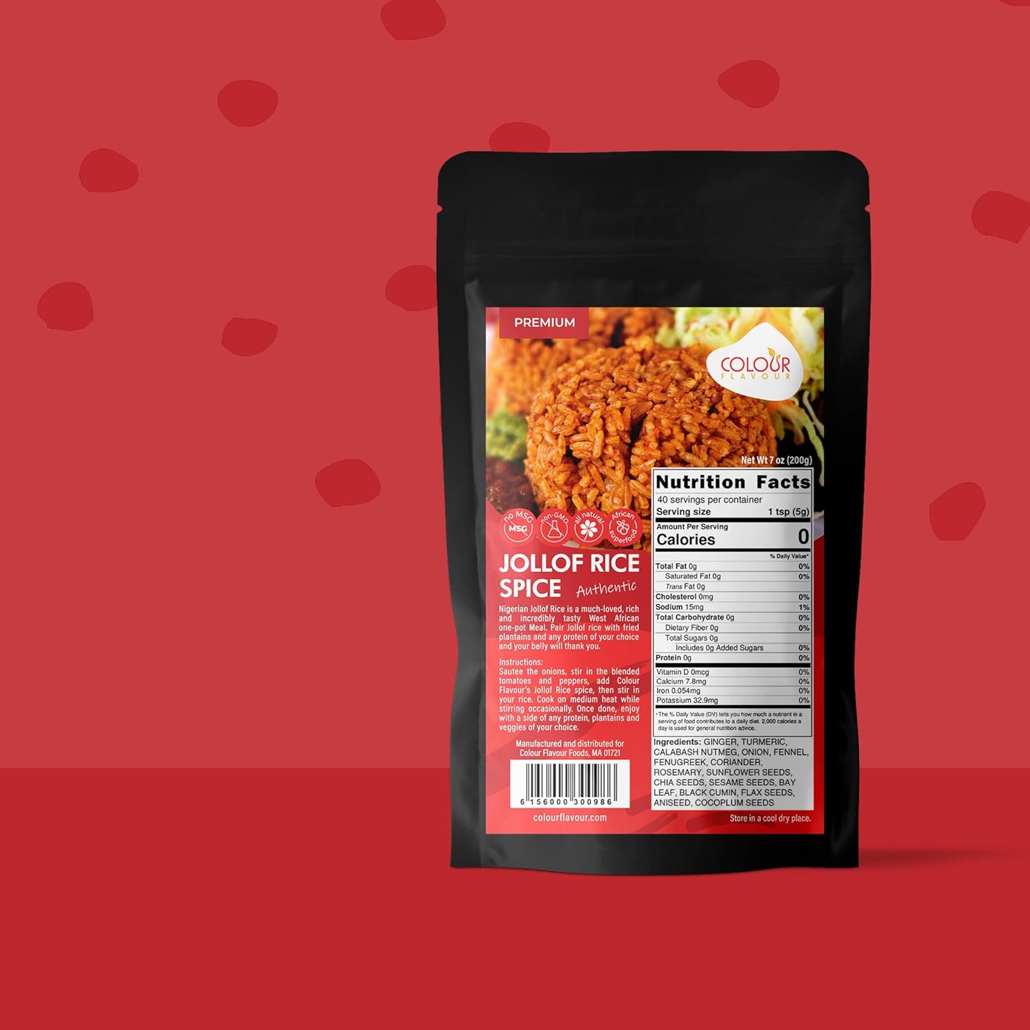 Colour Flavour Jollof Rice Spice  Sabroso arroz Jollof ahumado en minutos  El condimento perfecto para el arroz  Hecho con hierbas y superalimentos