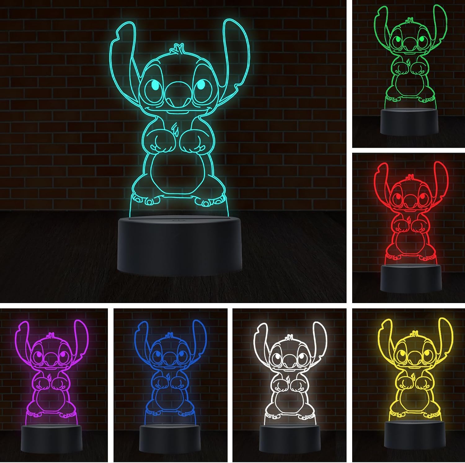 Nouyet Juguetes para niños, luz nocturna 3D, lámpara de noche de ilusión 3D, luz nocturna LED, luces de atenuación táctil inteligente, lámpara