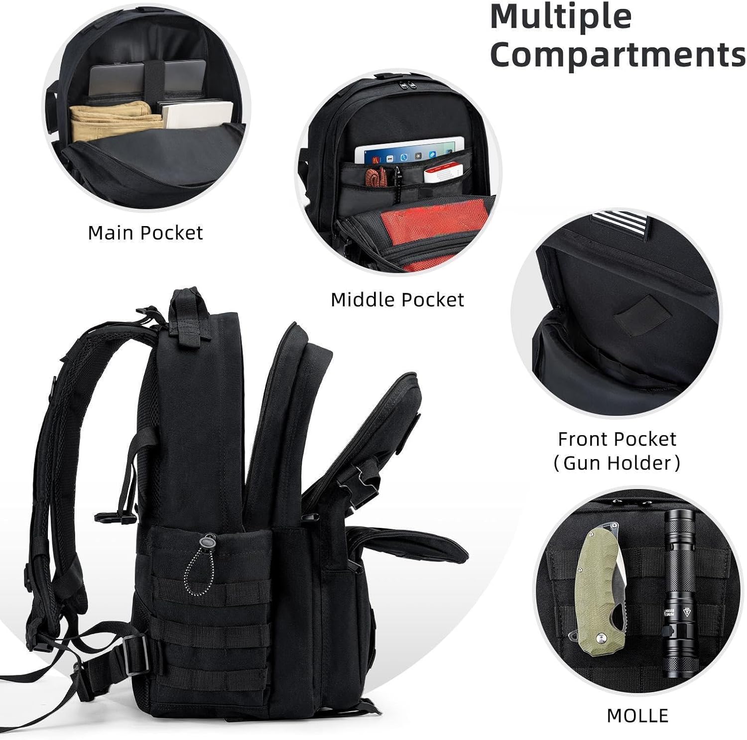 CVLIFE Mochila táctica militar, mochila militar de 40 L para hombres y mujeres, BA, Hombres