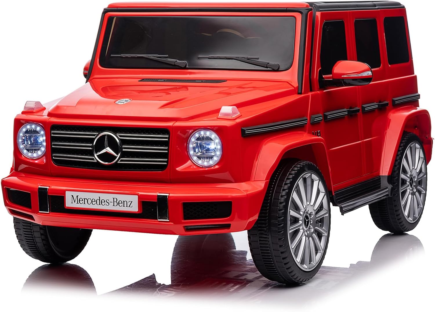 Vehículos eléctricos Mercedes-Benz G500 de 12 V con licencia y control remoto para padres, suspensión de 4 resortes, 3 velocidades, balanceo, luces