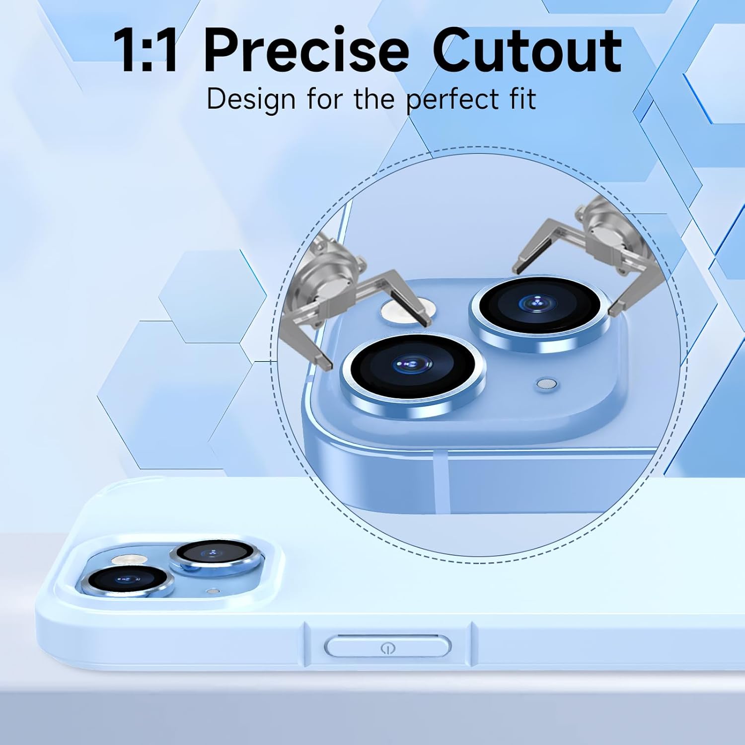 YWXTW Protector de lente de cámara para iPhone 15 PlusiPhone 15, anillo de metal antiarañazos, protector de pantalla de vidrio templado para