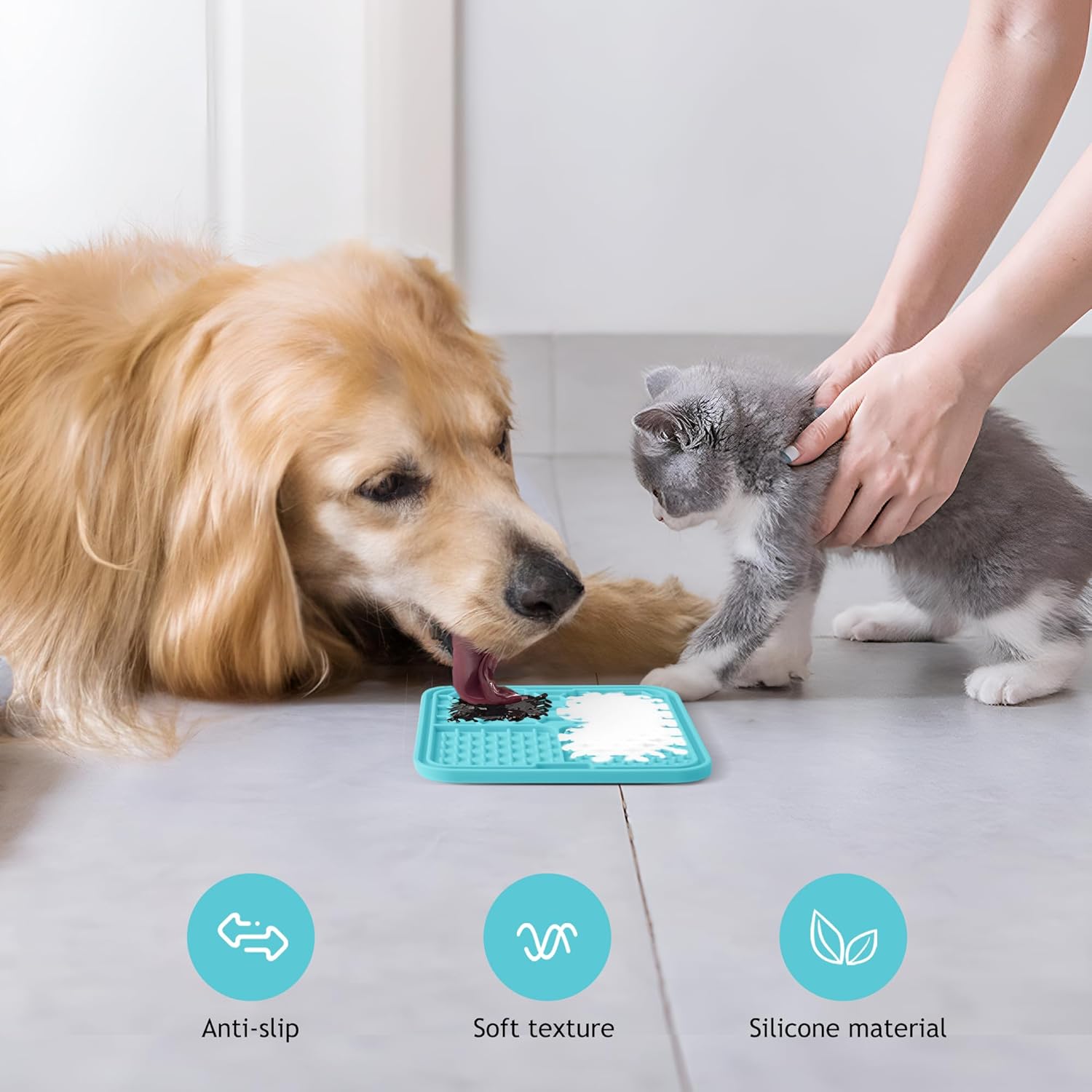 Coomazy Alfombrilla para lamer perros y gatos, alimentador lento y diseño antideslizante, reductor de aburrimiento y ansiedad, adecuado para perros