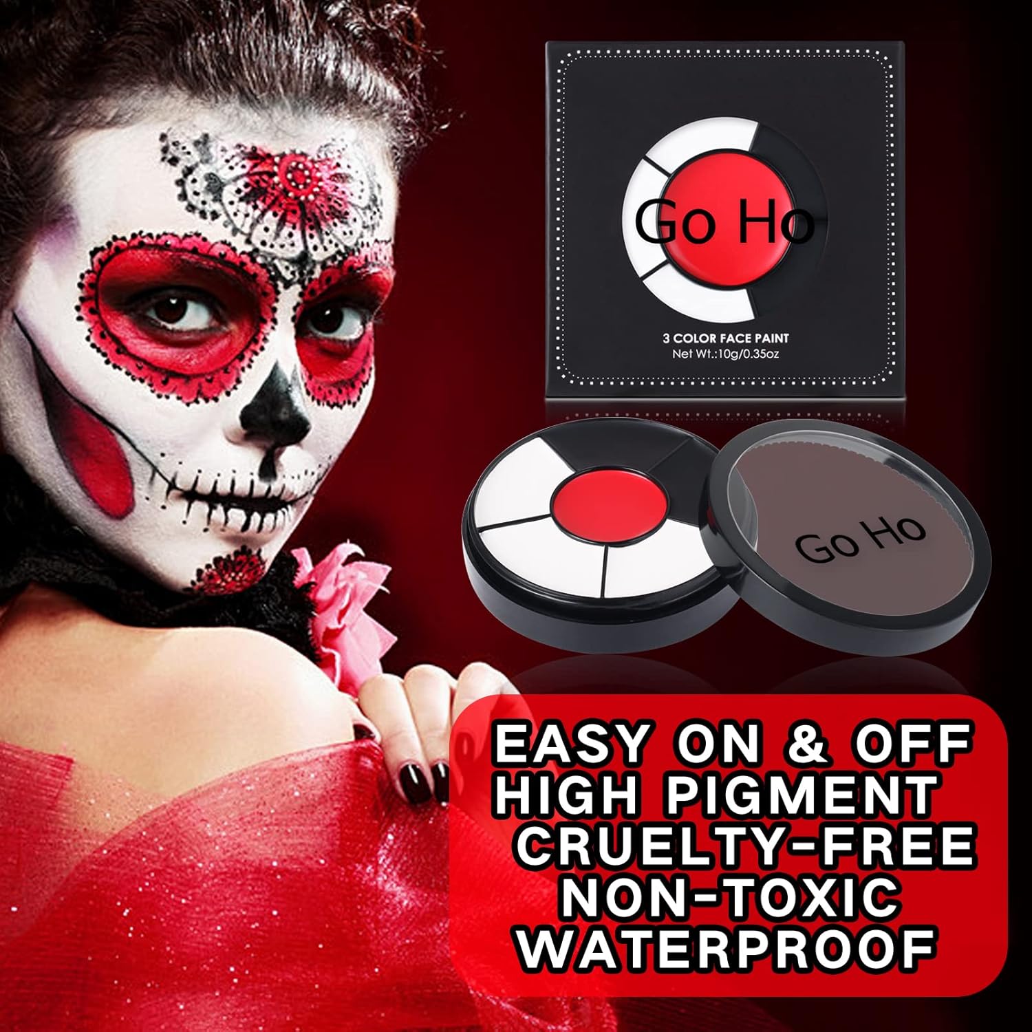 Go Ho Pintura corporal de payaso blanca, pintura facial profesional a base de aceite para Halloween, cosplay, FX, pintura facial 3 en 1 para