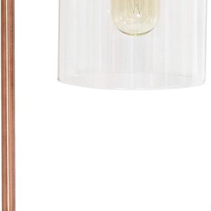 Simple Designs LD1036-RGD Bronson Lámpara de mesa con pantalla de cristal de estilo antiguo, estilo antiguo, color oro rosa Simple Designs LD1036-RGD Bronson Lámpara de mesa con pantalla de cristal de estilo antiguo, estilo antiguo, color oro rosa