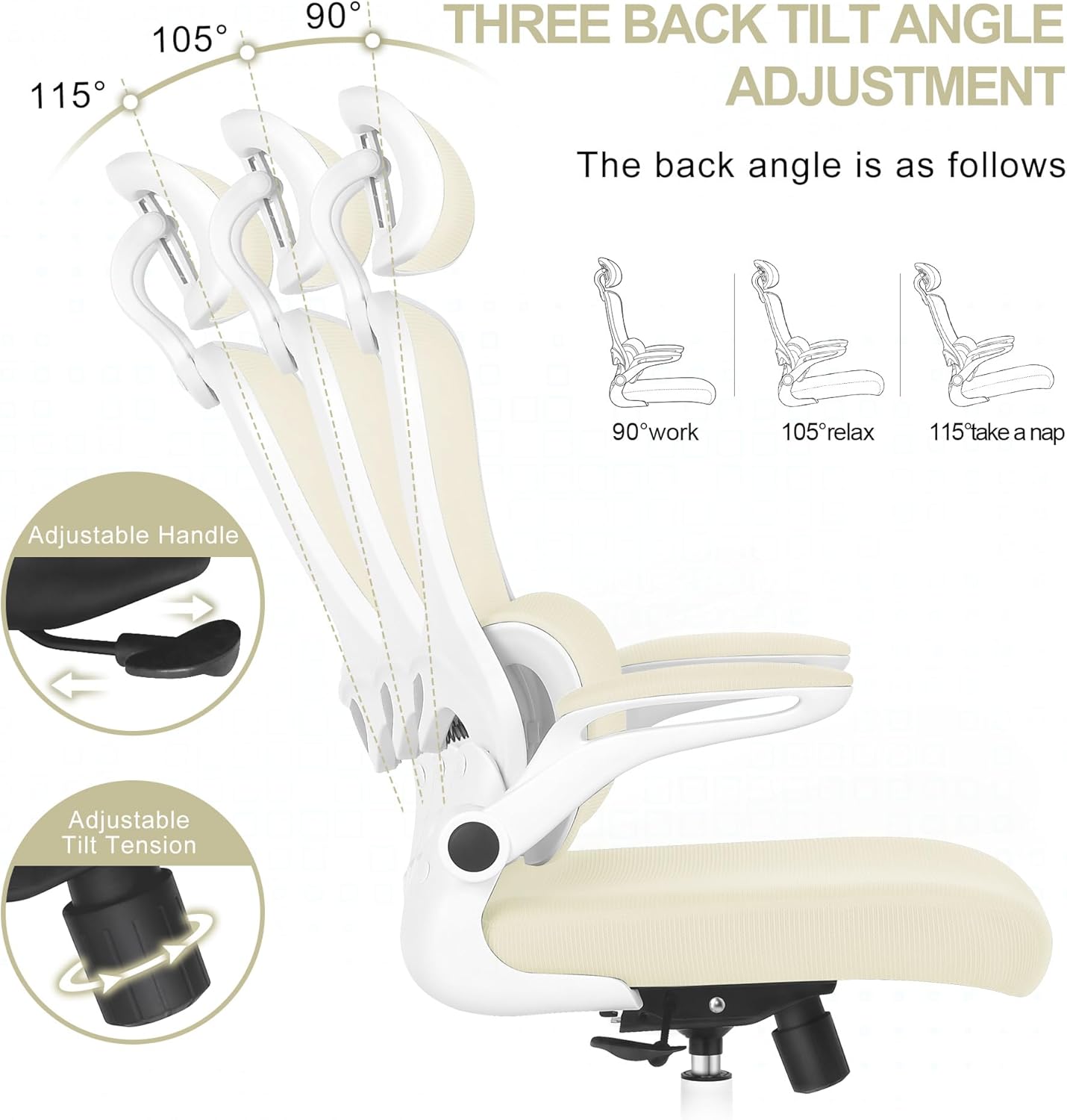 Misolant Silla de oficina ergonómica, silla de escritorio con soporte lumbar, silla de oficina de malla, silla ergonómica con reposacabezas y