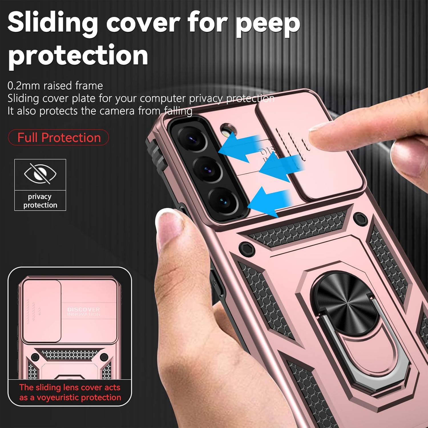 SKTGSLAMY Funda para teléfono Galaxy S22 Plus, con protectores de pantalla y funda para cámara, grado militar 16 pies. Funda protectora con función