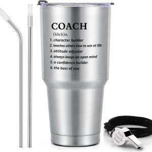 Lifecapido Regalos de entrenador para hombres y mujeres, vaso de entrenador de 30 onzas con tapa, popote y silbato, regalo de agradecimiento al Lifecapido Regalos de entrenador para hombres y mujeres, vaso de entrenador de 30 onzas con tapa, popote y silbato, regalo de agradecimiento al