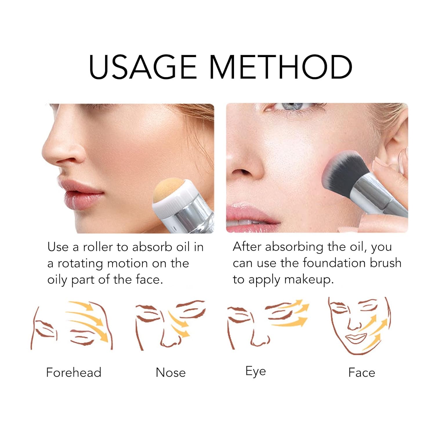 Rodillo absorbente de aceite facial 2 en 1, bola de piedra rodante resistente a la piedra volcánica, herramienta de control de piel grasa facial,