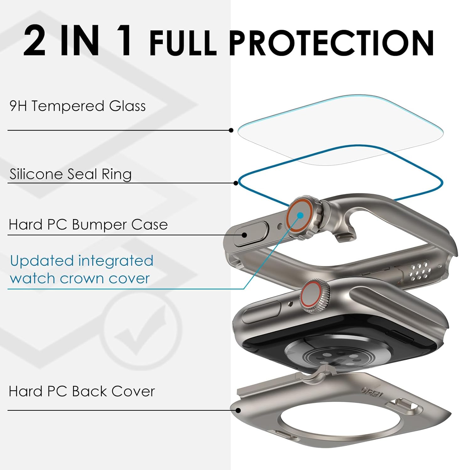 Parece una funda ultra protectora CHANCHY Funda impermeable 2 en 1 para Apple Watch de 1.575 pulgadas con protector de pantalla, cubierta protectora