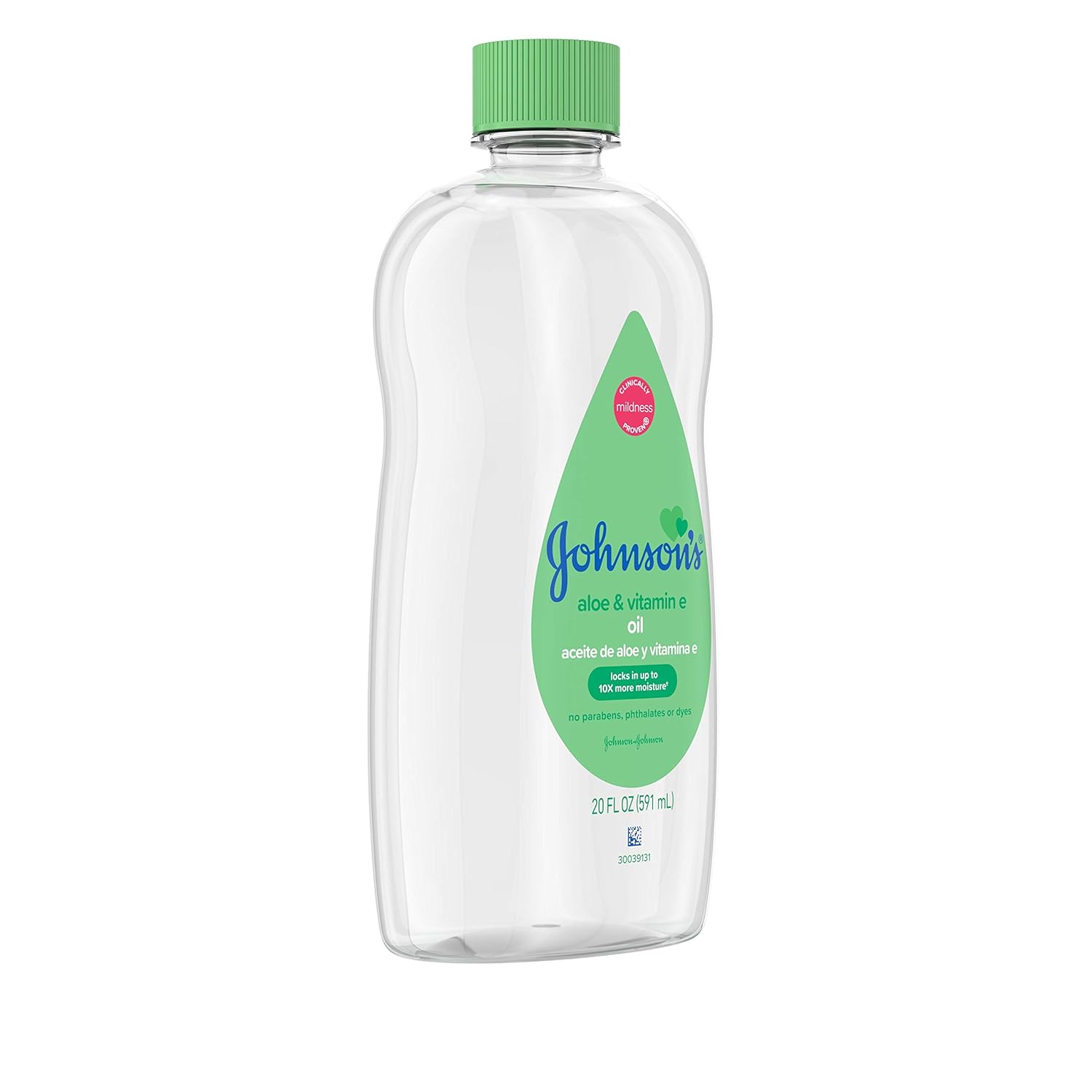 Johnson’s – Aceite para bebé, aceite mineral enriquecido con aloe vera y vitamina E para evitar la pérdida de humedad, hipoalergénico, 20 onzas
