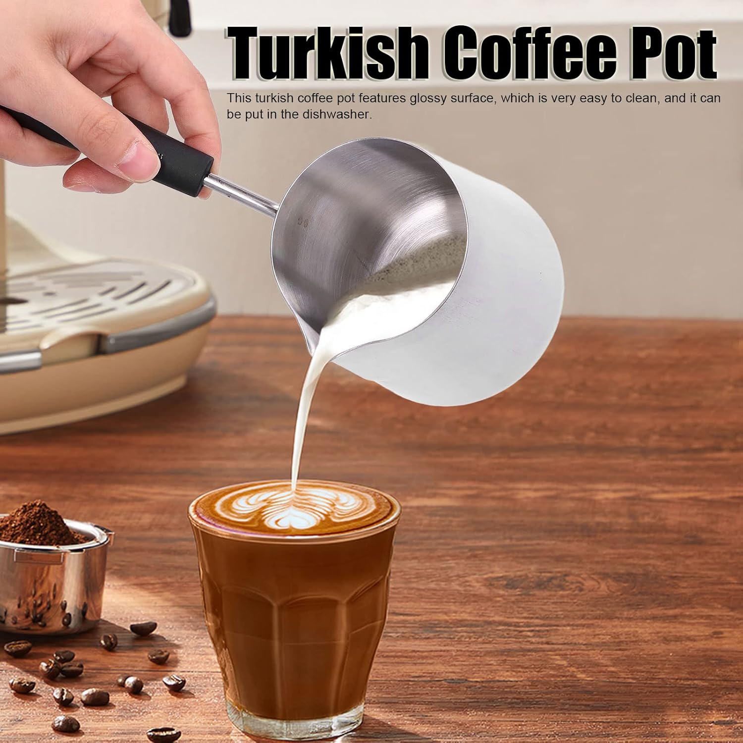 Cafetera turca, calentador de leche de acero inoxidable, mini cacerola con mango resistente al calor, olla de fusión de chocolate para estufa, 20