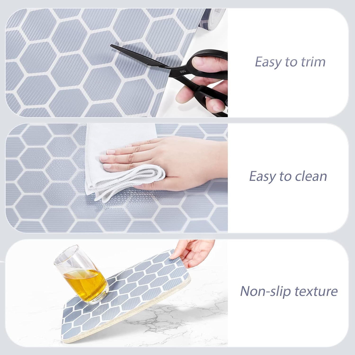 Glotoch – Forro antideslizante para estantes, 12 x 240 pulgadas, no adhesivo, impermeable, para gabinetes, cajones, refrigerador, estanterías de