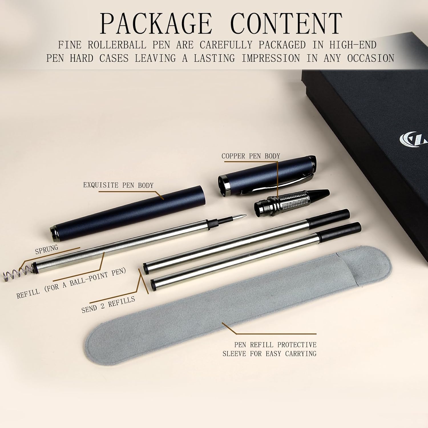 Zalantan Bolígrafo de tinta líquida, bolígrafo de lujo, bonito bolígrafo de metal, escritura suave, diseño elegante, escritura sin esfuerzo,