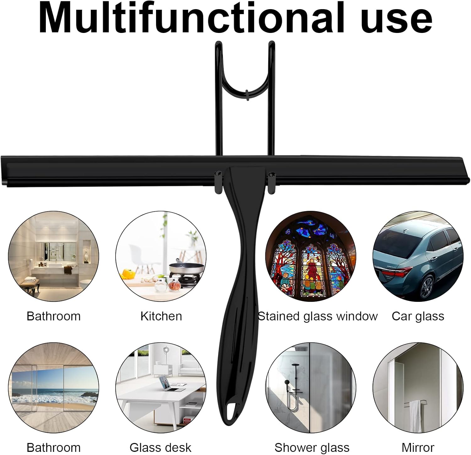 Escobilla de ducha de acero inoxidable con gancho para puerta de ducha y gancho adhesivo, escobilla de baño para puertas, baño, ventanas, cocina,