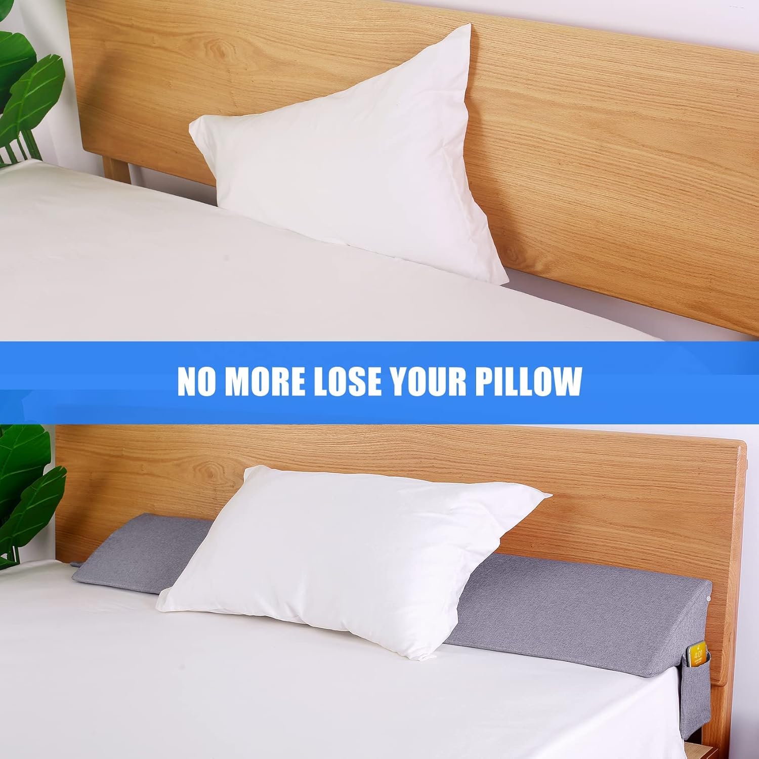 banflower Almohada de cuña de cama para cabecero, almohada multiusos para relleno de huecos de cama (0-6 pulgadas) entre colchón y cabecera o pared