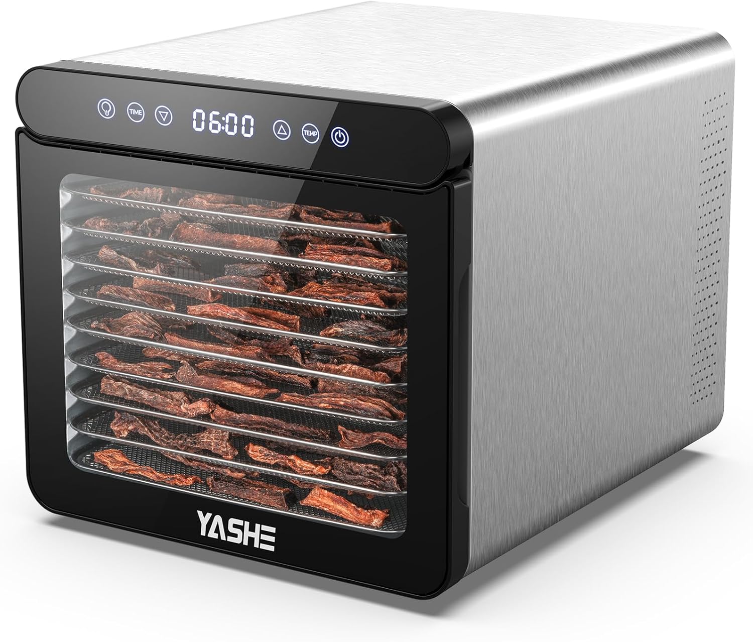 Deshidratador de alimentos para carne seca con 9 bandejas de acero inoxidable, secadora de frutas de 800 W, temperatura de 165  y temporizador de 48