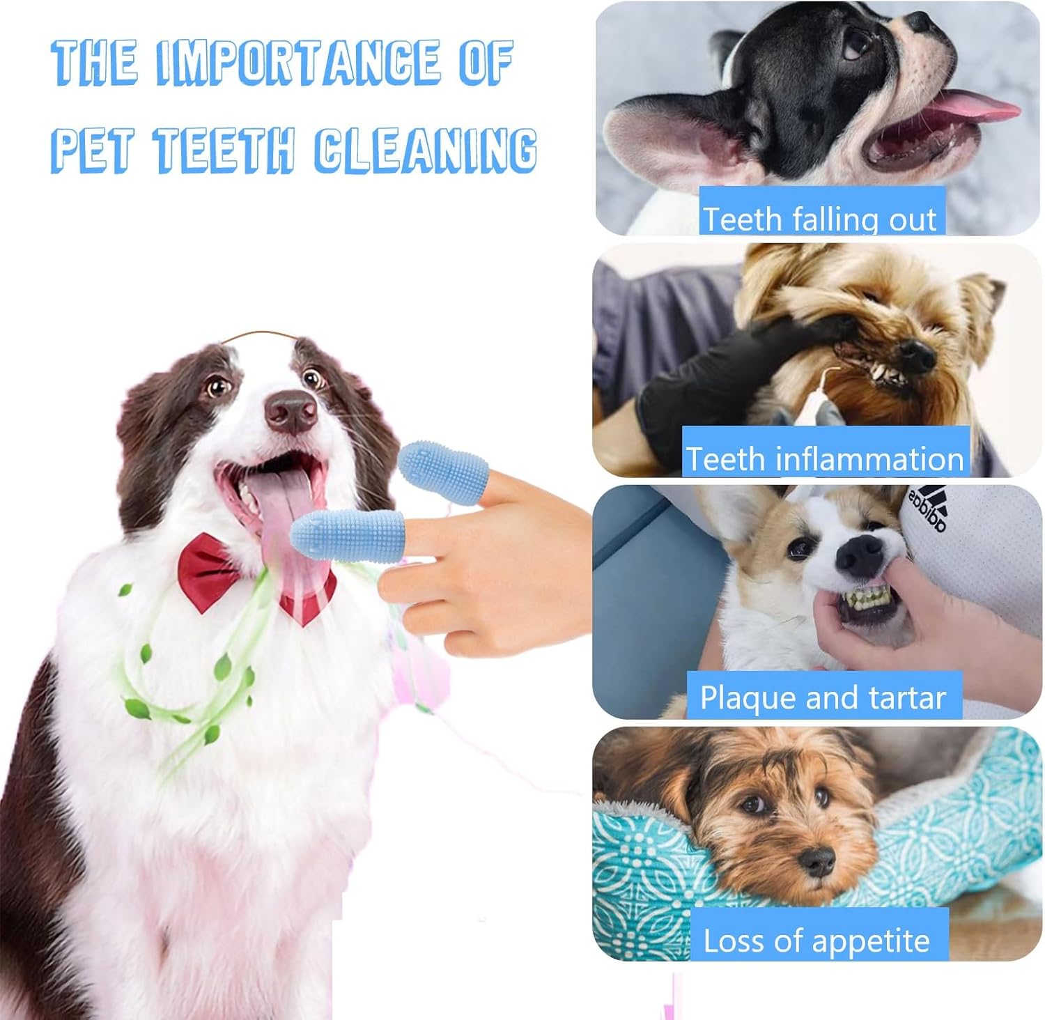 Cepillo de dientes redondo 360 para perros, cerdas suaves de silicona para limpieza de dientes, kit de cepillado de dientes de perro para razas