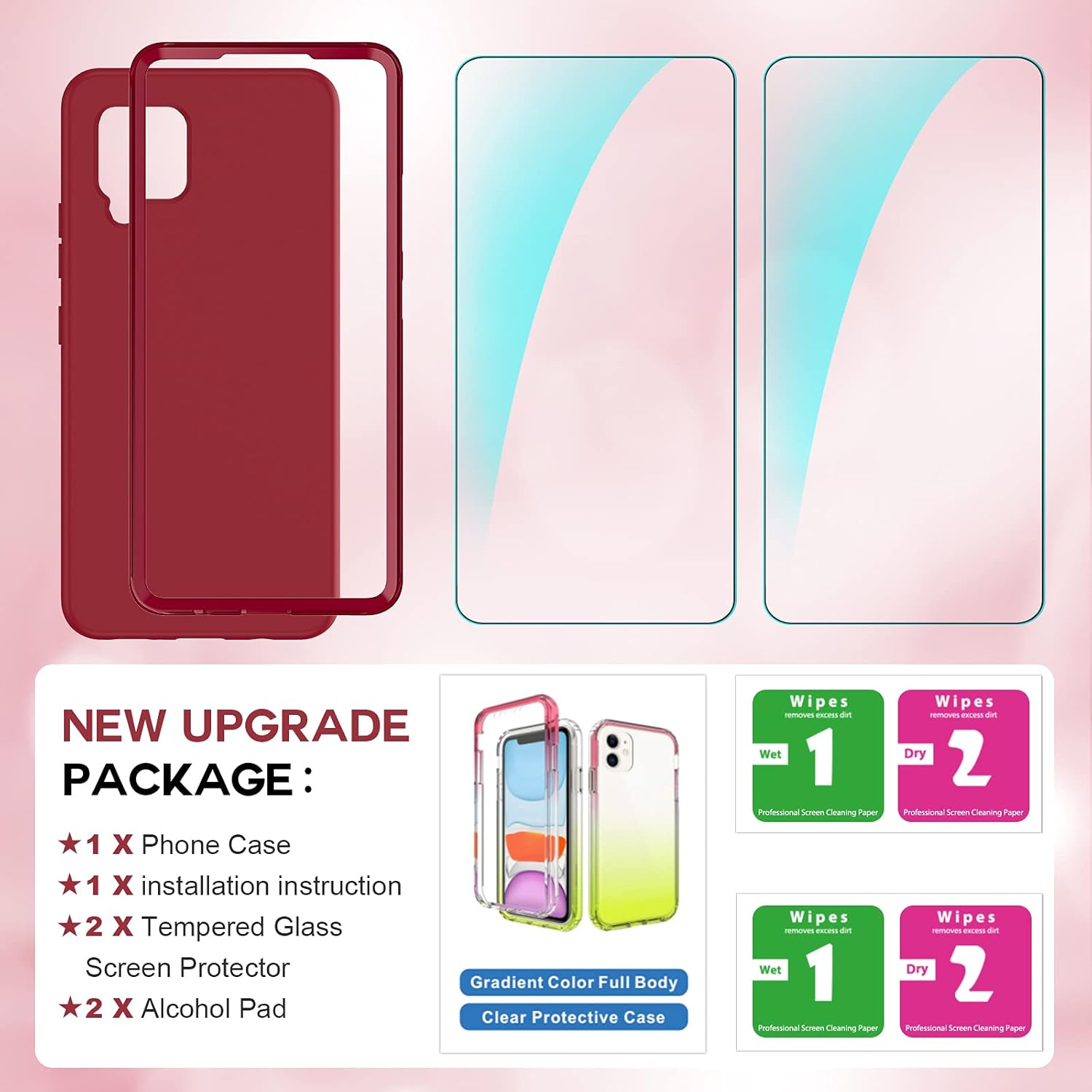 LeYi Funda para Samsung Galaxy A42 5G, color rojo vino, cuerpo completo, a prueba de golpes, silicona líquida suave, funda protectora híbrida para