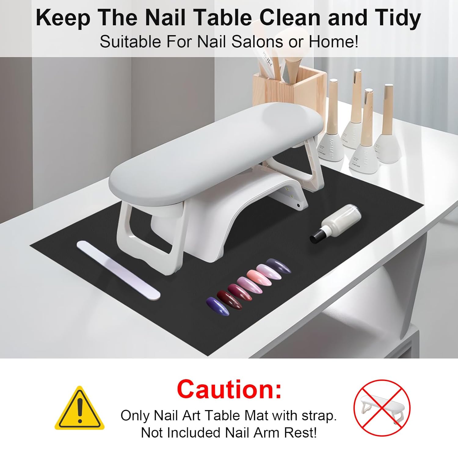 Tapete de mesa de arte de uñas, almohadilla plegable para reposabrazos, tapete de microfibra suave de piel sintética para mesa, almohadilla de